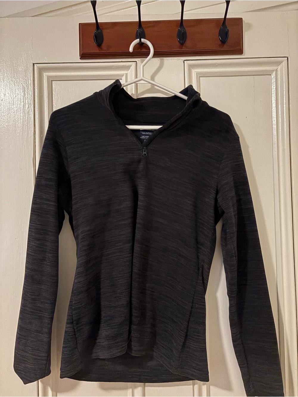 Women's Black Heather Quarter-Zip Hoodie Sweater